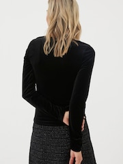 FatFace Black Valerie Velvet Top - Image 2 of 4