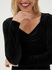 FatFace Black Valerie Velvet Top - Image 3 of 4