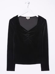 FatFace Black Valerie Velvet Top - Image 4 of 4