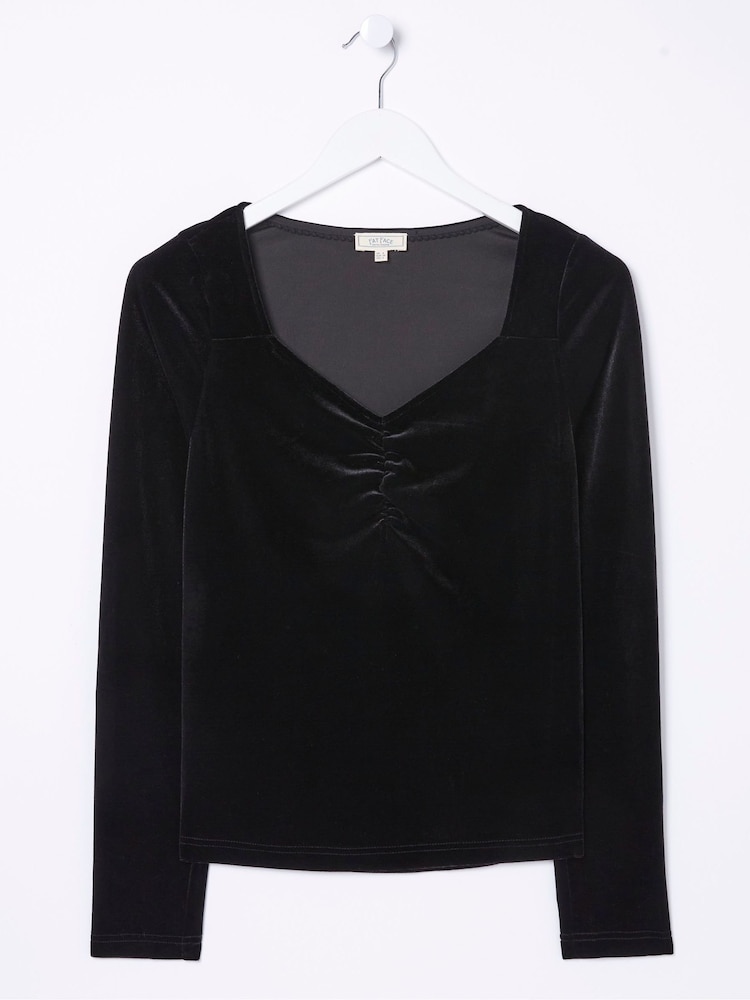 FatFace Black Valerie Velvet Top - Image 4 of 4
