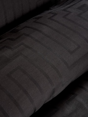 Bianca Black Satin Geo Jacquard Cotton Duvet Cover and Pillowcase Set - Image 3 of 3