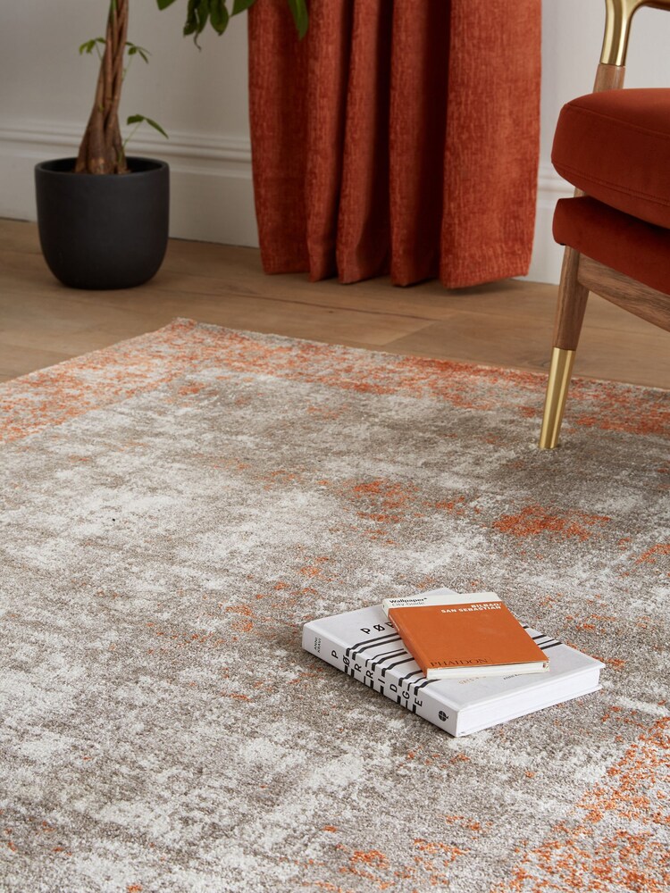 Orange Textured Border Rug - Image 2 of 6