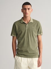 GANT Green 100% Cotton Sunfaded Logo Polo Shirt - Image 1 of 5