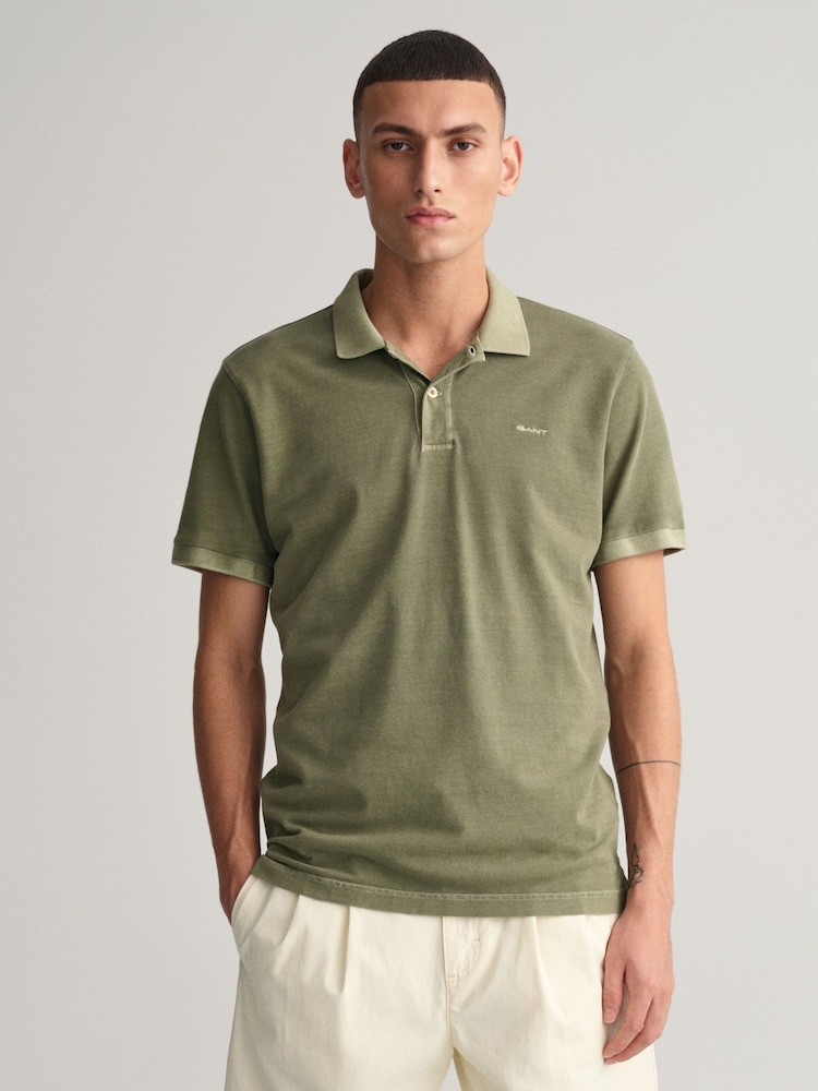 GANT Green 100% Cotton Sunfaded Logo Polo Shirt - Image 1 of 5