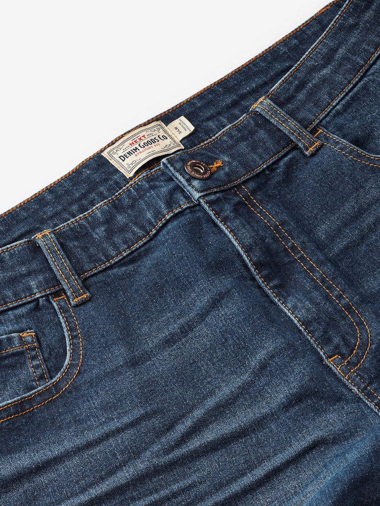 Bleu moyen - Ajustement droit - Coupe droite Essential Extensible Jeans - Image 5 of 8