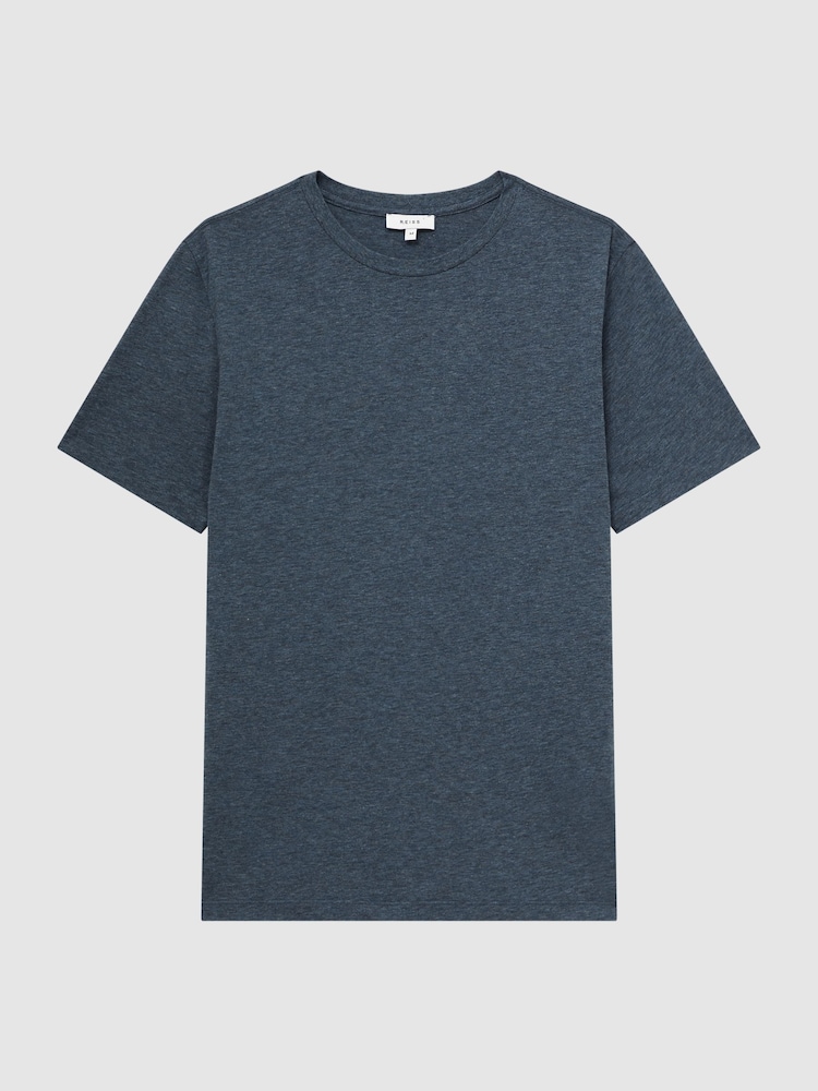 Reiss Airforce Blue Melange Bless Crew Neck T-Shirt - Image 2 of 6