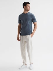 Reiss Airforce Blue Melange Bless Crew Neck T-Shirt - Image 3 of 6