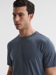Reiss Airforce Blue Melange Bless Crew Neck T-Shirt - Image 4 of 6