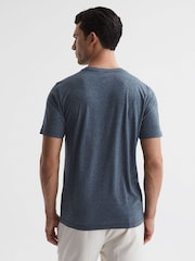 Reiss Airforce Blue Melange Bless Crew Neck T-Shirt - Image 5 of 6