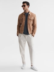 Reiss Airforce Blue Melange Bless Crew Neck T-Shirt - Image 6 of 6