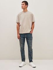 Синий в винтажном стиле - Зауженный крой - Vintage Wash Denim Jeans - Image 2 of 9