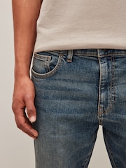 Синий в винтажном стиле - Зауженный крой - Vintage Wash Denim Jeans - Image 4 of 9