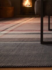 Natural/Navy Blue Morcott Check Rug - Image 2 of 7