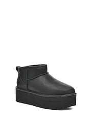 UGG Black Leather Classic Ultra Mini Platform Boots - Image 1 of 5