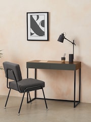 MADE.COM Walnut Effect and Grey Hopkins Compact Desk - Image 1 of 4