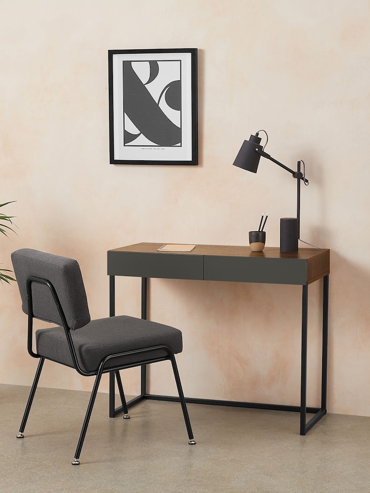 MADE.COM Walnut Effect and Grey Hopkins Compact Desk - Image 1 of 4