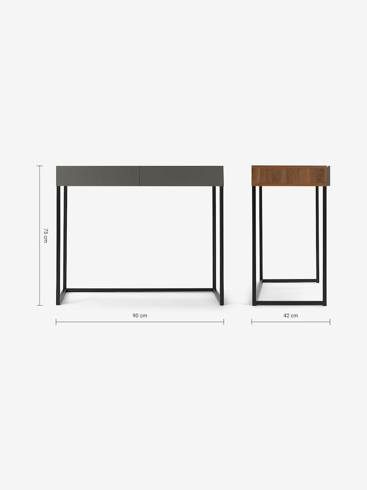 MADE.COM Walnut Effect and Grey Hopkins Compact Desk - Image 4 of 4