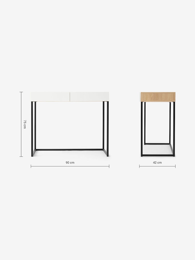 MADE.COM Oak Effect and White Hopkins Compact Desk - Image 2 of 2