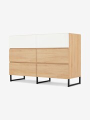 MADE.COM Oak Effect and White 6 Drawer Hopkins Slim Tallboy - Image 1 of 7