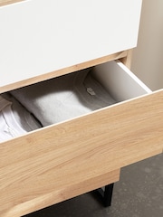 MADE.COM Oak Effect and White 6 Drawer Hopkins Slim Tallboy - Image 3 of 7