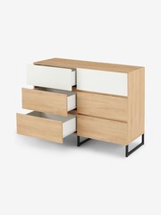 MADE.COM Oak Effect and White 6 Drawer Hopkins Slim Tallboy - Image 4 of 7