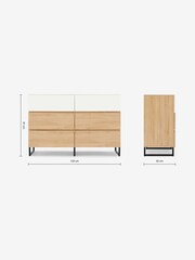 MADE.COM Oak Effect and White 6 Drawer Hopkins Slim Tallboy - Image 7 of 7