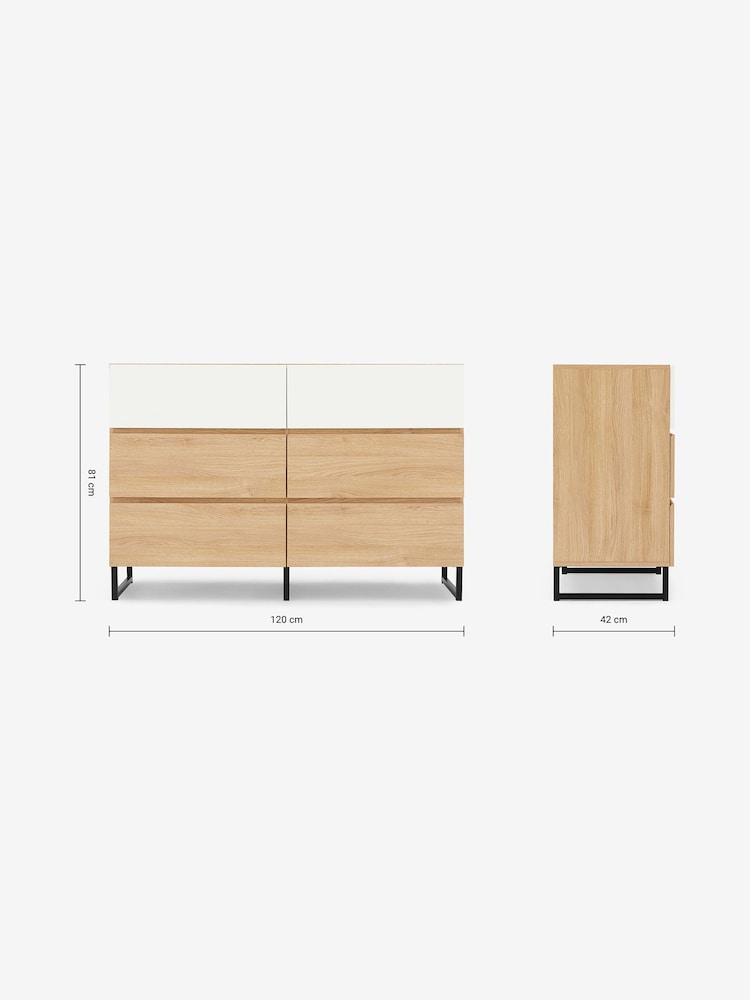 MADE.COM Oak Effect and White 6 Drawer Hopkins Slim Tallboy - Image 7 of 7