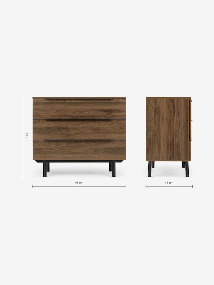 MADE.COM Walnut Effect Damien 3 Drawer Chest of Drawers - Image 3 of 3