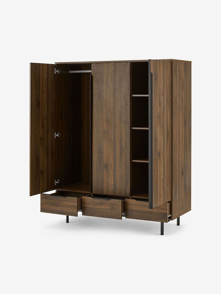 MADE.COM Walnut Effect Damien Triple, 3 drawers Wardrobe - Image 2 of 3