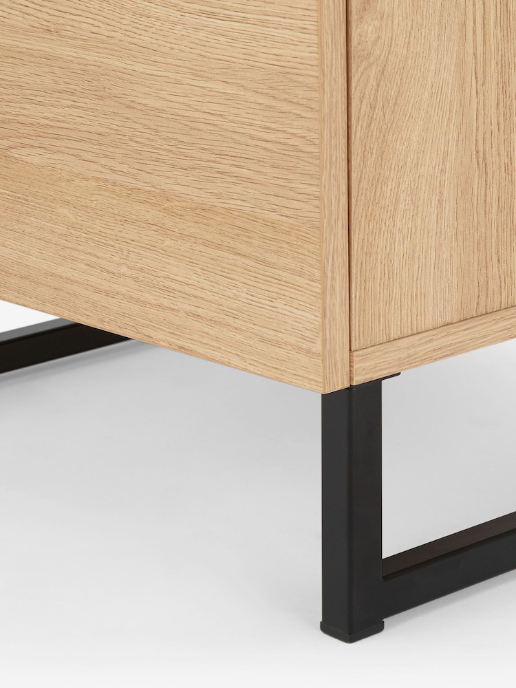 MADE.COM Oak Effect and White 5 Drawer Hopkins Slim Tallboy - Image 2 of 3