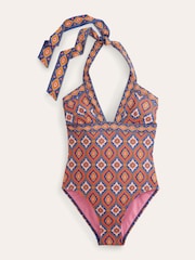 Boden Red Panelled Halter Swimsuit - Image 5 of 6