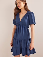 Boden Blue Jersey Seersucker 100% Cotton Dress - Image 1 of 4