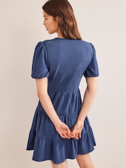 Boden Blue Jersey Seersucker 100% Cotton Dress - Image 2 of 4
