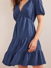 Boden Blue Jersey Seersucker 100% Cotton Dress - Image 3 of 4