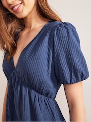 Boden Blue Jersey Seersucker 100% Cotton Dress - Image 4 of 4