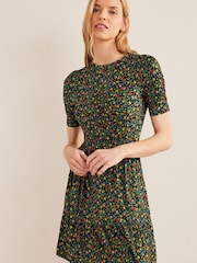 Boden Black Crew Neck Tiered Jersey Dress - Image 1 of 1