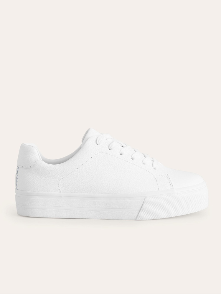 Boden White Leather Flatform Trainers - Image 1 of 4