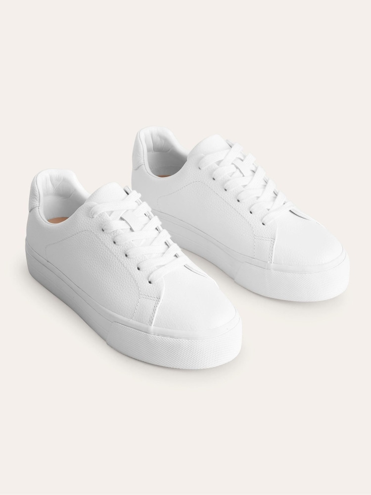 Boden White Leather Flatform Trainers - Image 2 of 4