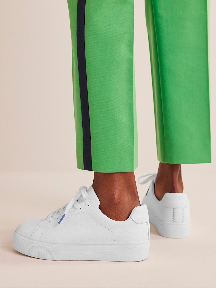 Boden White Leather Flatform Trainers - Image 4 of 4