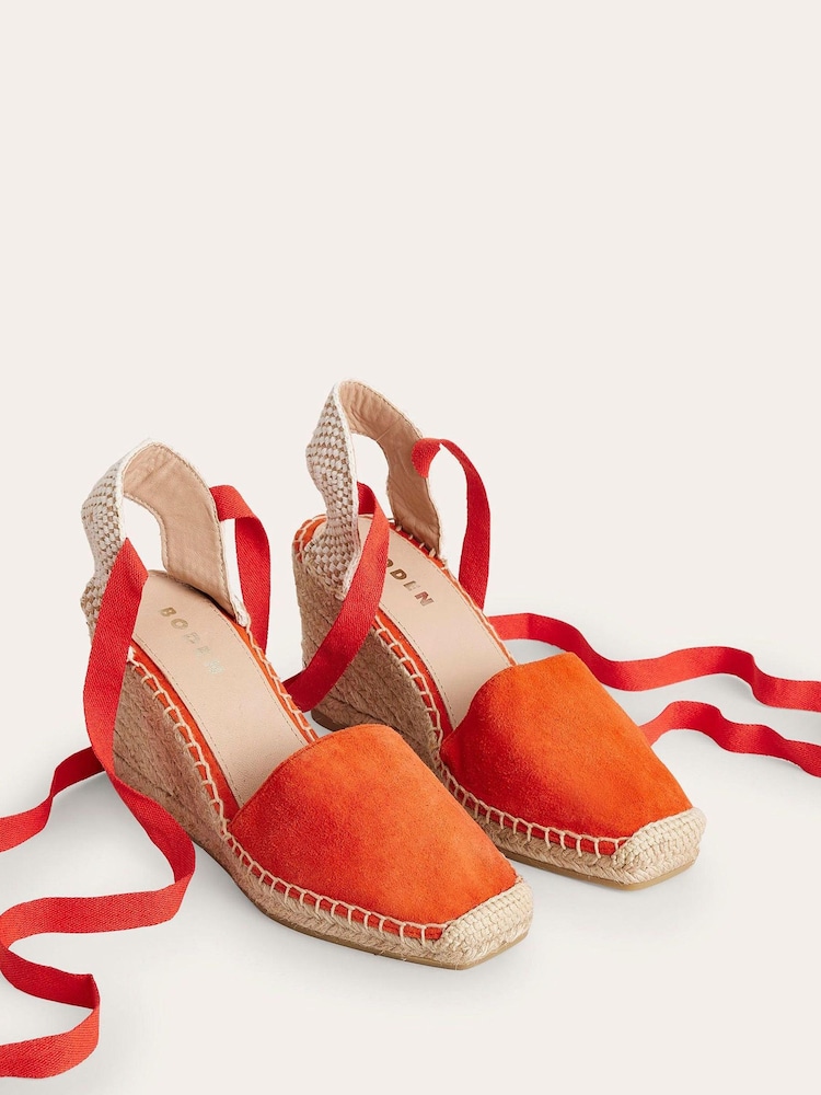 Boden Red Square Toe Espadrille Wedges - Image 2 of 3 Boden Red Square Toe Espadrille Wedges - Image 2 of 3