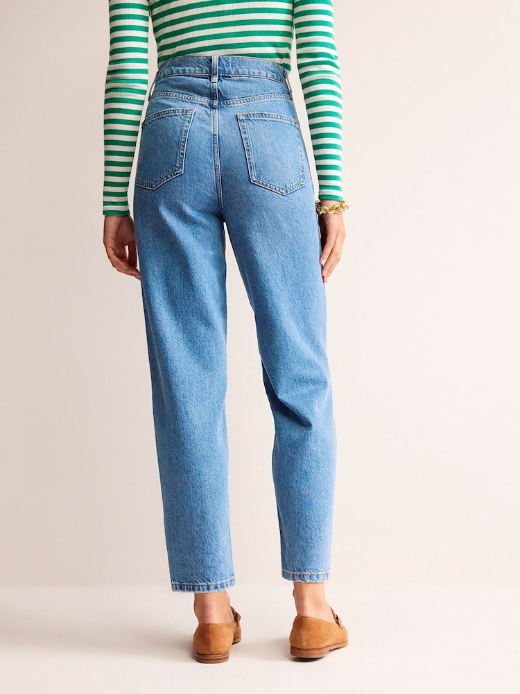 Boden Blue High Rise Tapered 100% Cotton Jeans - Image 2 of 5