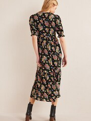 Boden Black Ruffle Detail Midi Tea Dress - Image 2 of 4