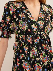 Boden Black Ruffle Detail Midi Tea Dress - Image 4 of 4