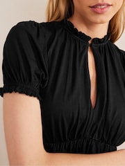 Boden Black Ruched Jersey Midi Tea Dress - Image 5 of 5