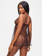 Ann Summers Black The Mesmerising Flock Spot Babydoll Set - Image 2 of 3