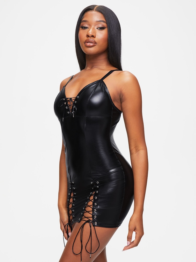 Ann Summers Black Faux Leather Saskia Dress - Image 1 of 1