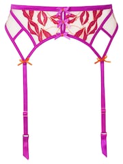 Ann Summers Purple Kiss Me Quick Embroidered Suspender Belt - Image 4 of 4