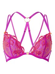 Ann Summers Purple Kiss Me Quick Embroidered Plunge Bra - Image 5 of 5
