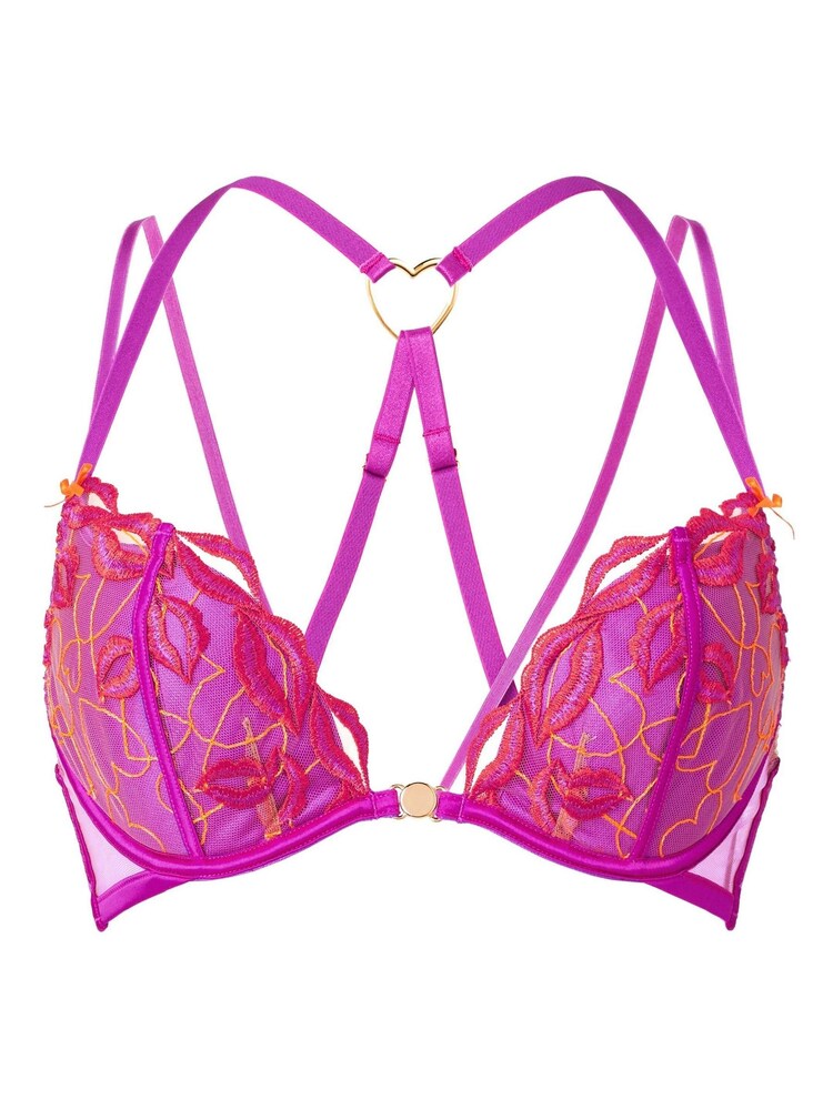 Ann Summers Purple Kiss Me Quick Embroidered Plunge Bra - Image 5 of 5