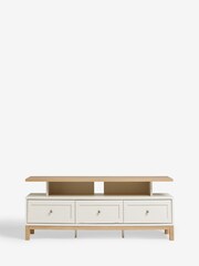 Cream Malvern Oak Effect Up to 65 inch, Floating Top TV Unit - Image 3 of 9